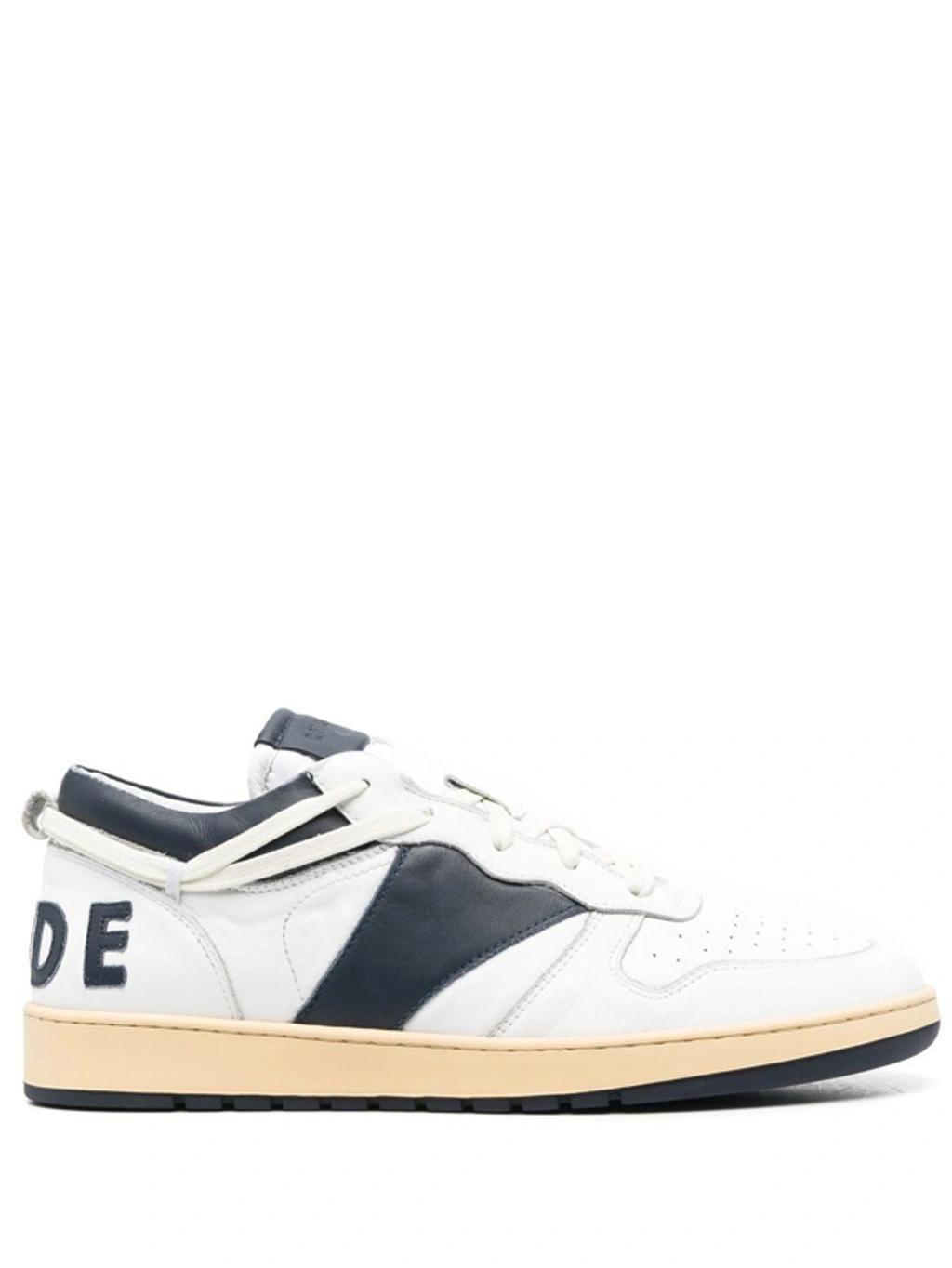 Rhecess Leather Low Top Sneakers In White Black Product Image