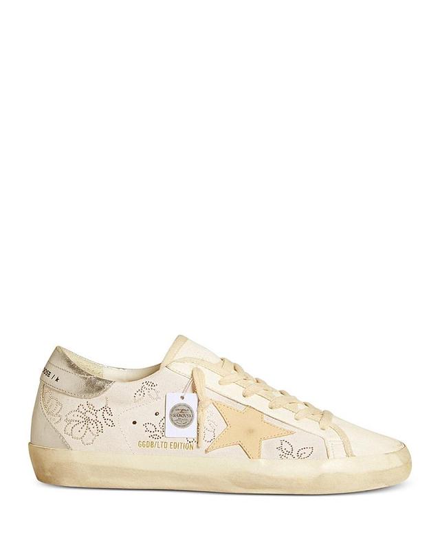 Golden Goose Womens Super Star Almond Toe Star Patch & Crystal Flower Sneakers Product Image