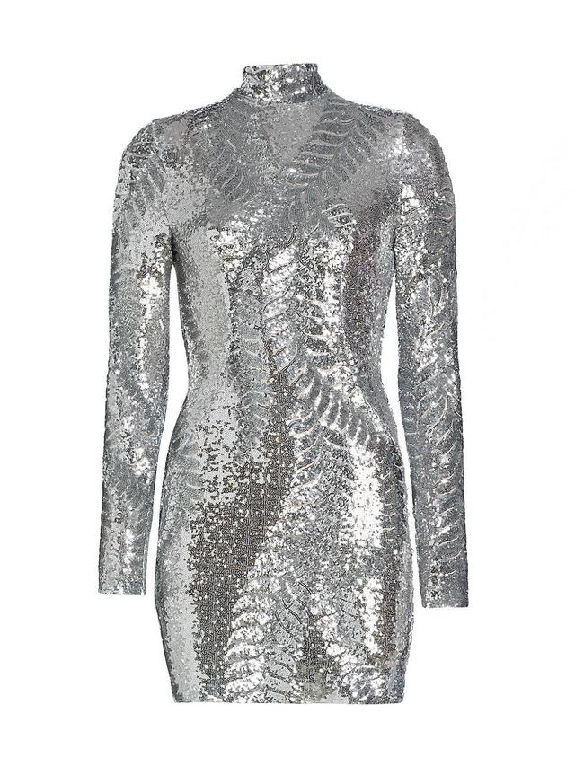 Womens Sabrina Sequin Long-Sleeve Minidress Product Image