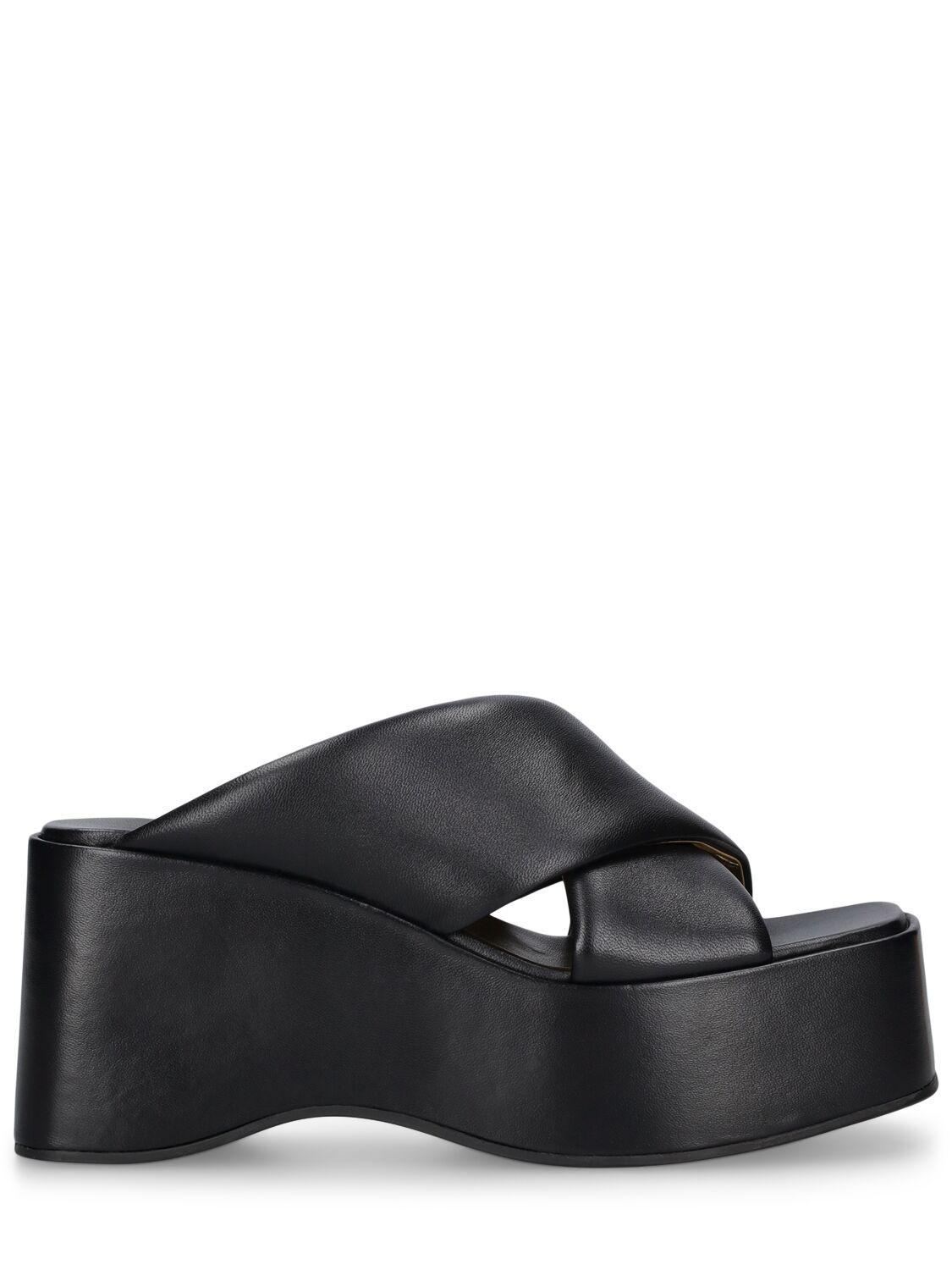 80mm Vicky Leather Wedges In Black Product Image