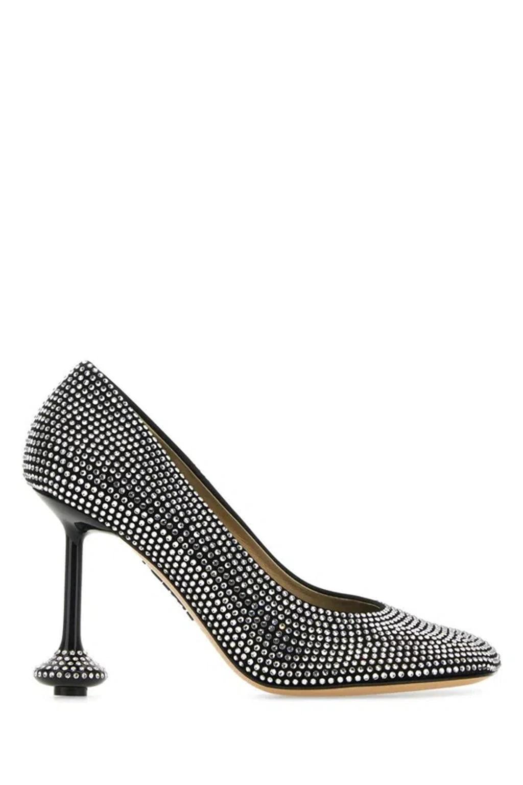 Embellished Leather Toy Pumps In Silver product image