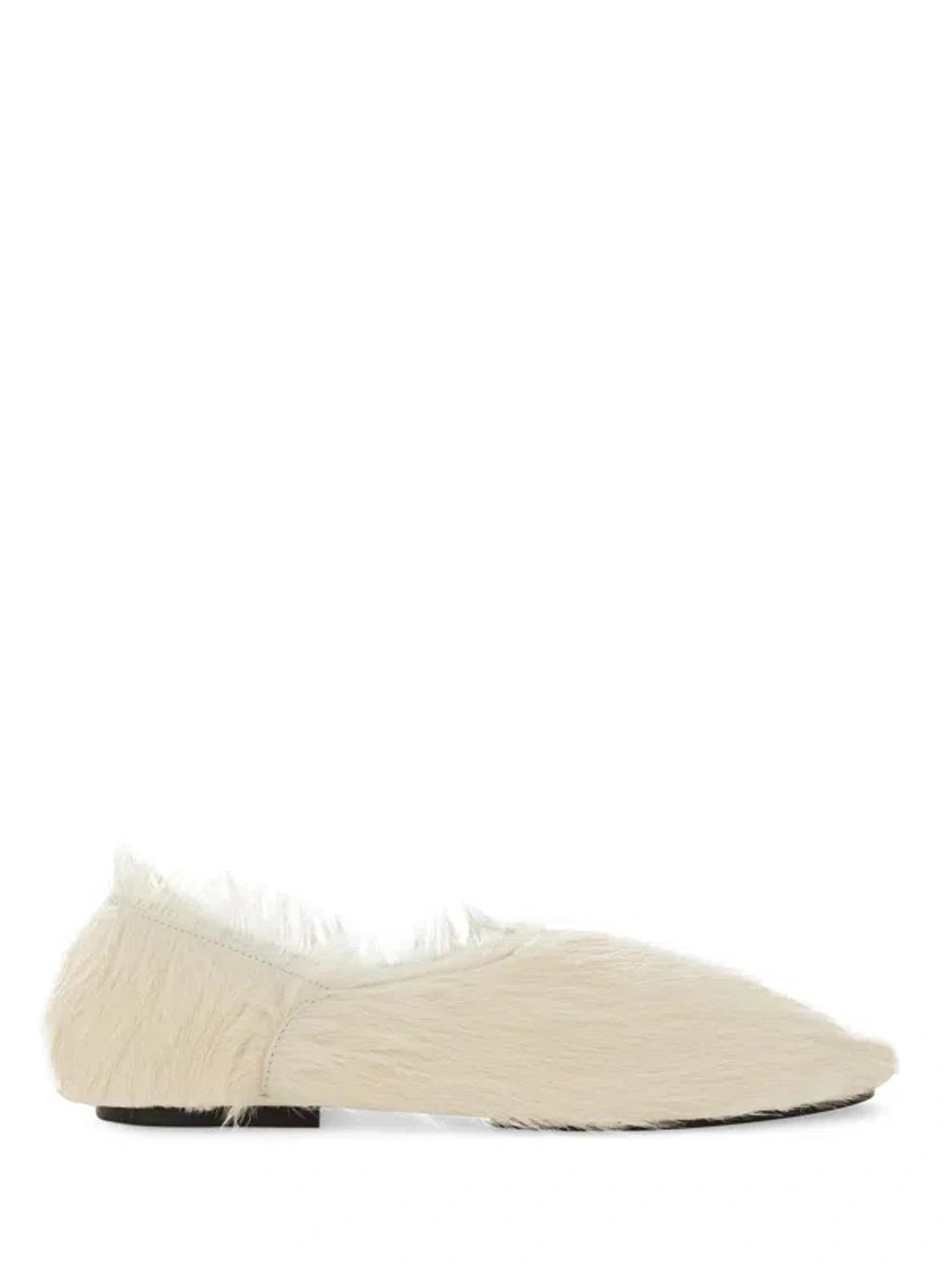 Low Leather Slippers In Ivory Product Image