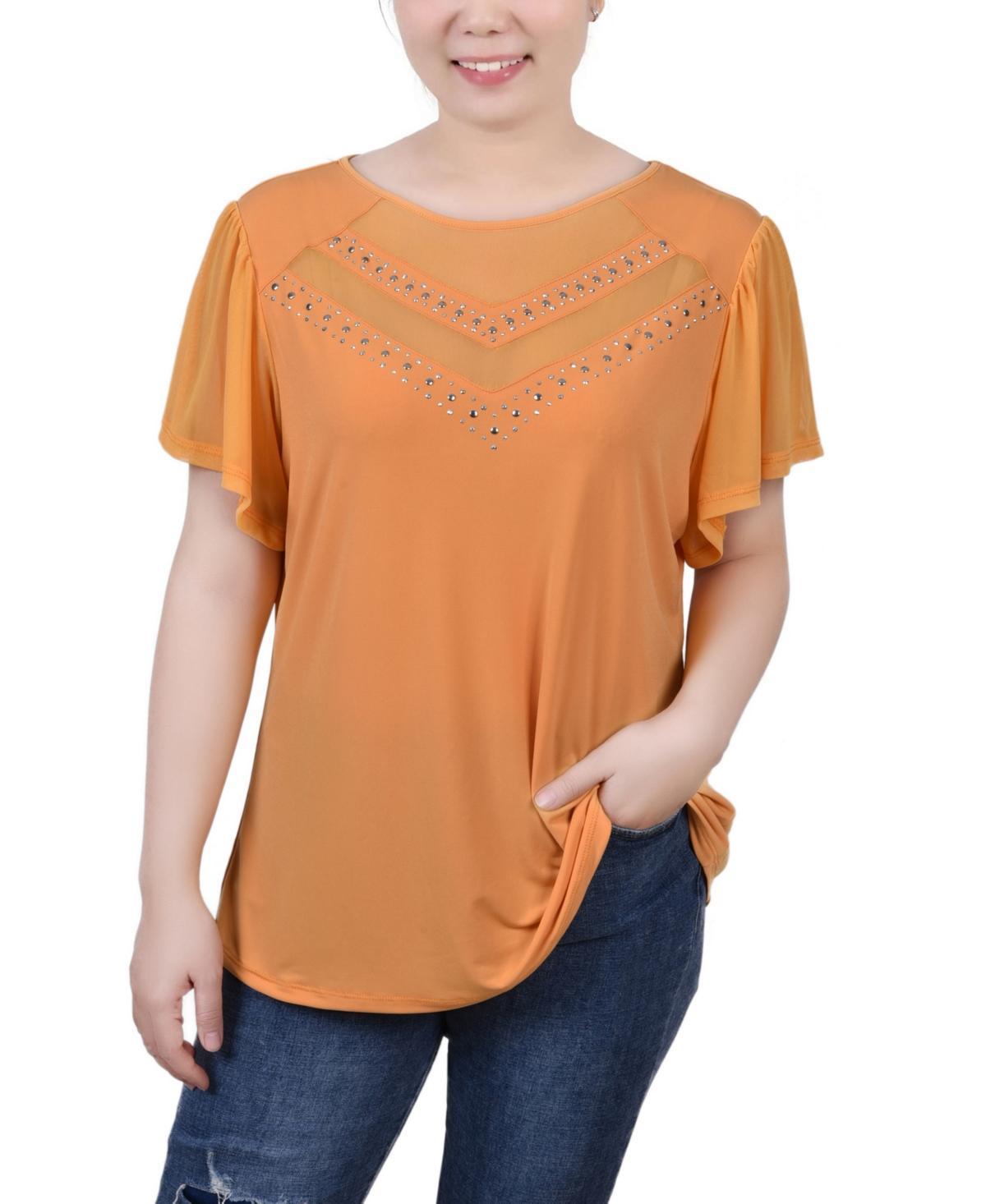 Womens Studded Top with Mesh Details Product Image