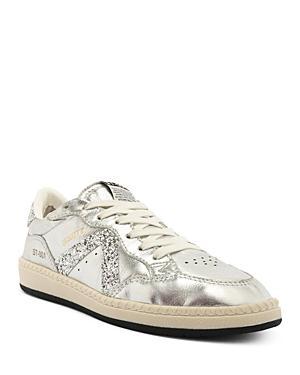 Womens Metallic Leather & Glitter Low-Top Sneakers Product Image