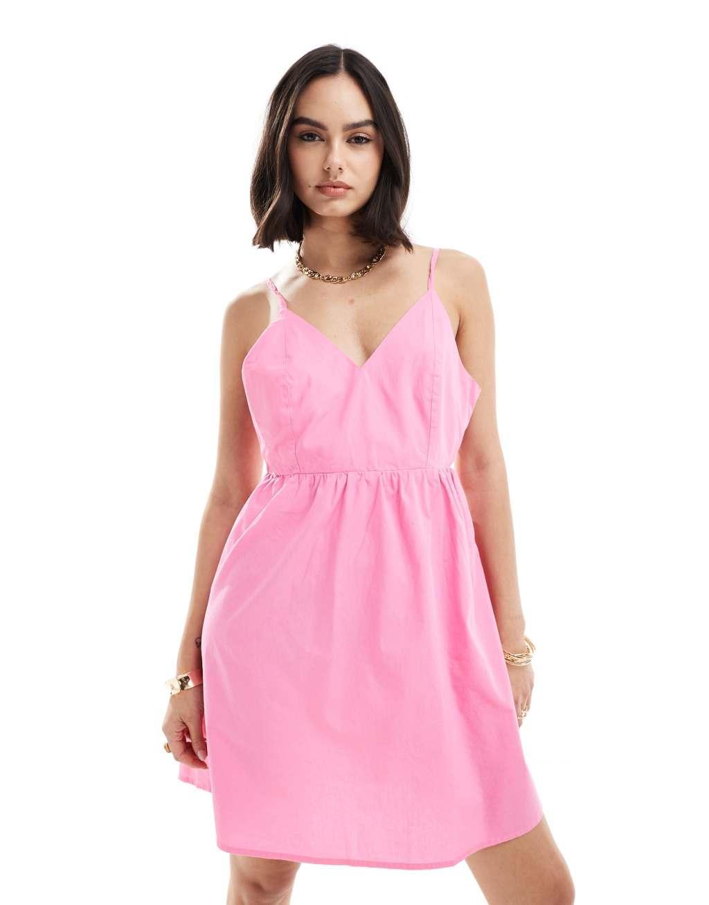 Vero Moda skater dress with strappy back in pink cosmos Product Image