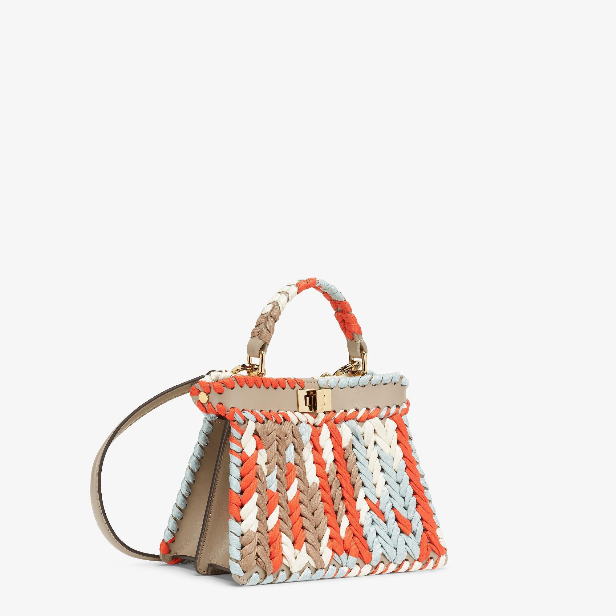 Peekaboo ISeeU PetiteDove gray leather bag with multicolor silk interlace Product Image