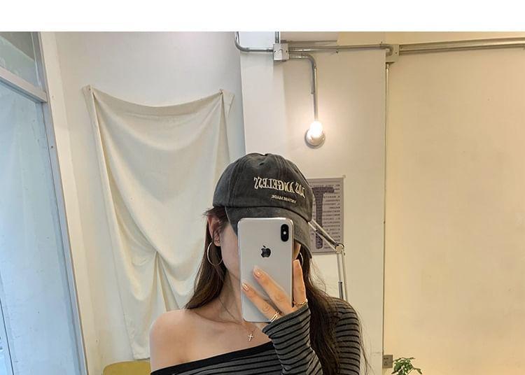 Long Sleeve One Shoulder Striped Tee Product Image