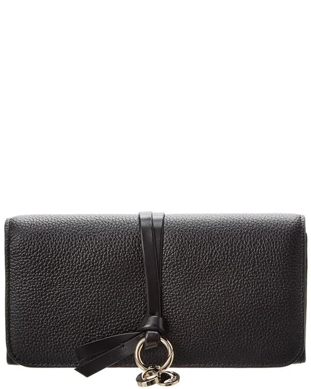 Alphabet Leather Continental Wallet In Black Product Image