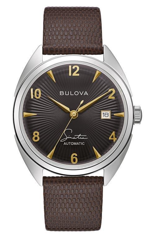 Bulova Mens Frank Sinatra Automatic Brown Leather Strap Watch 39mm Product Image