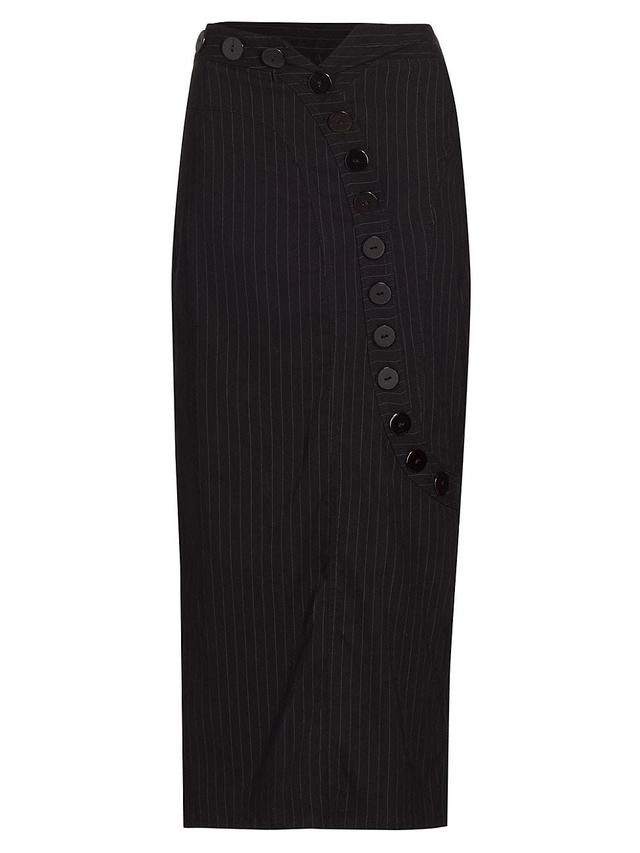 Womens Prelude: Aama Tales Pinstriped Wool Midi-Skirt Product Image