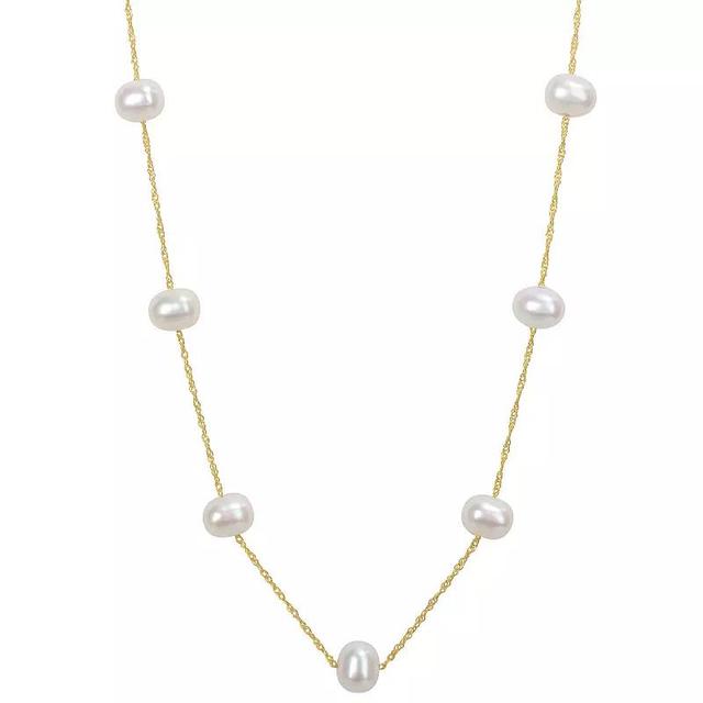 Stella Grace 10k Gold Freshwater Cultured Pearl Tin Cup Style Necklace, Womens Product Image