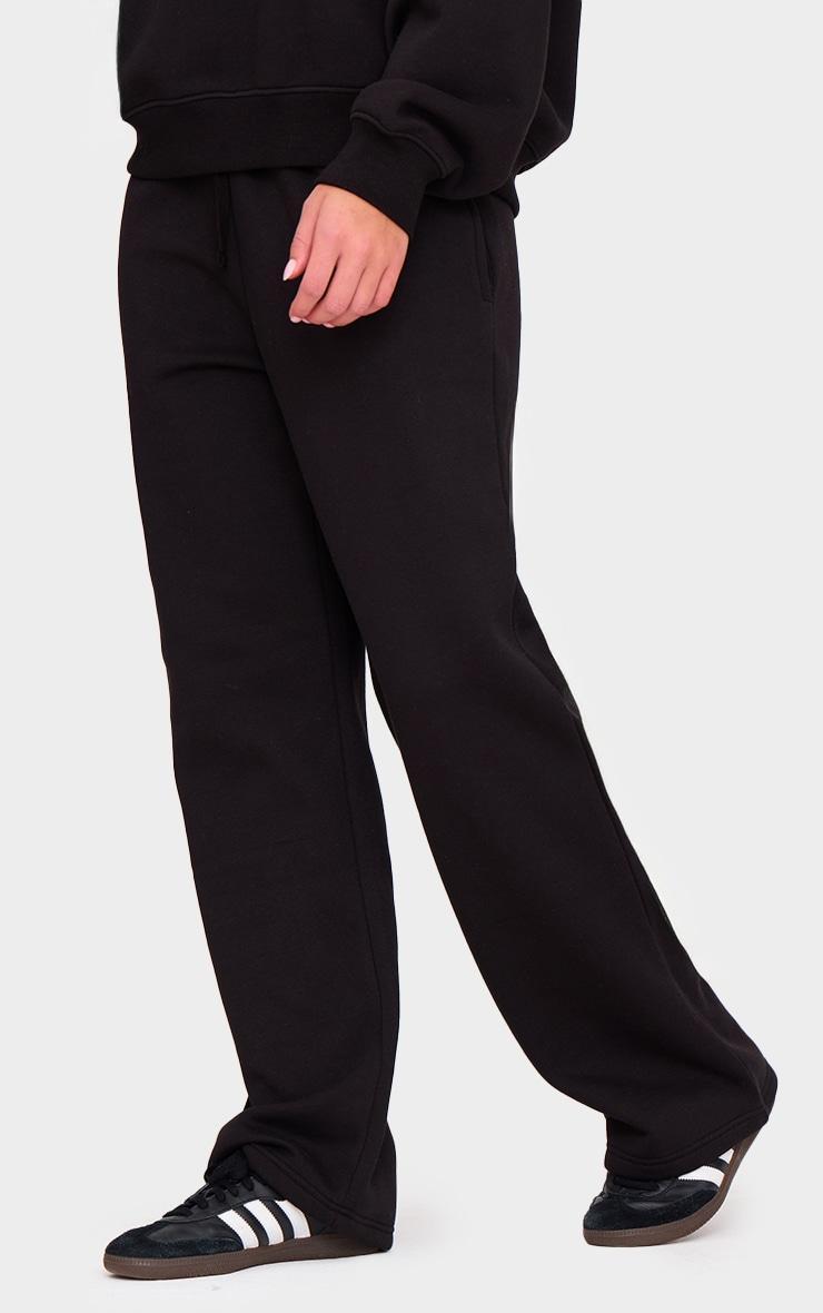 Black Drawstring Wide Leg Sweatpants Product Image