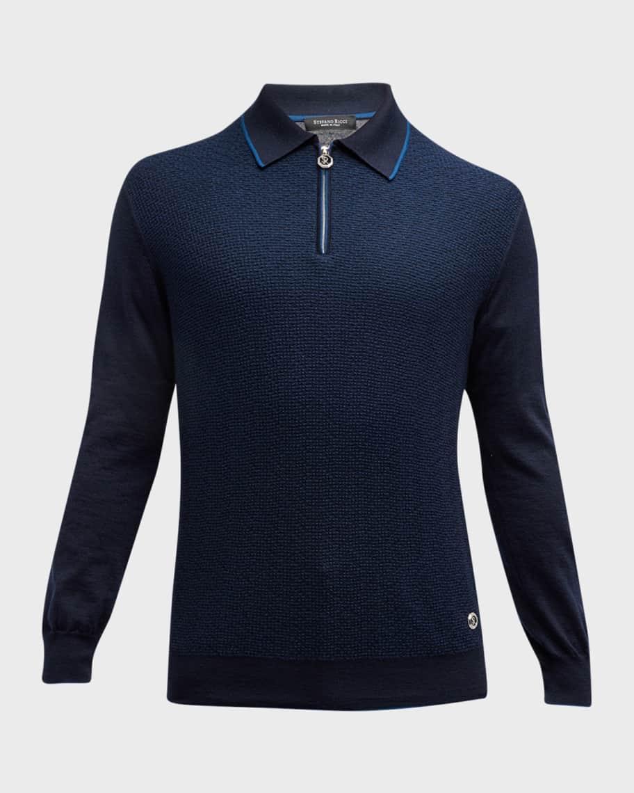 Men's Cashmere-Silk Quarter-Zip Polo Sweater Product Image