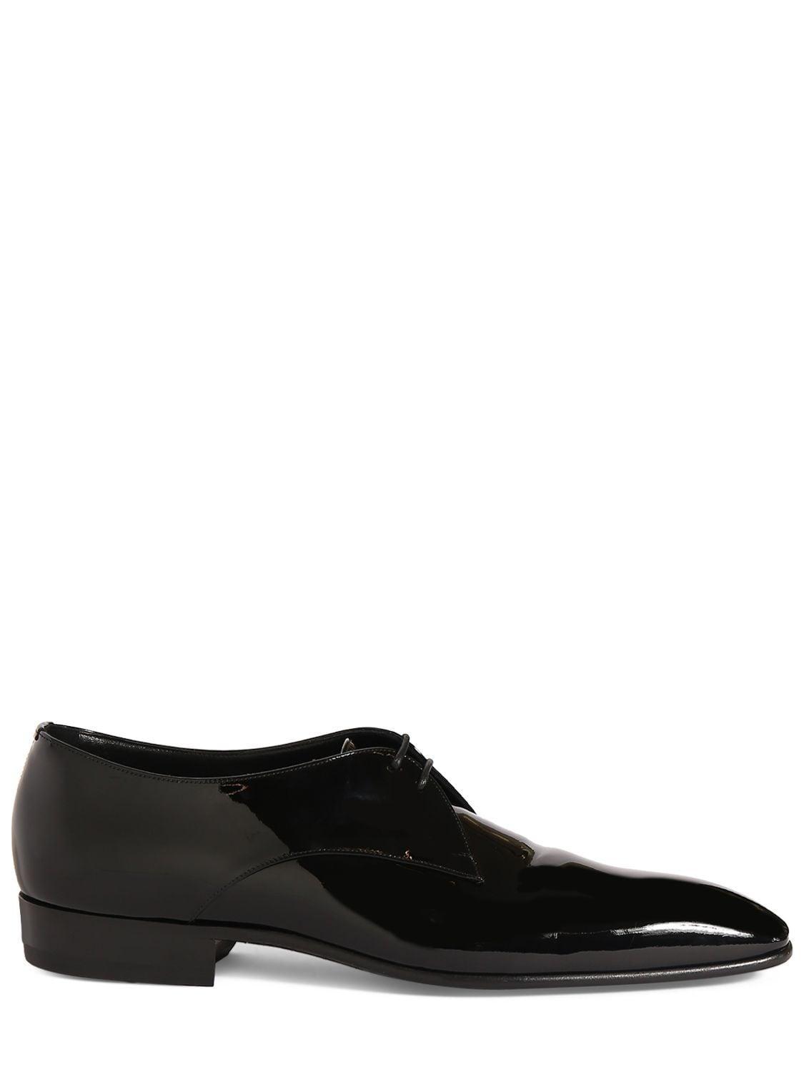 SAINT LAURENT Gabriel 20 Shiny Leather Derby Shoes In Black Product Image