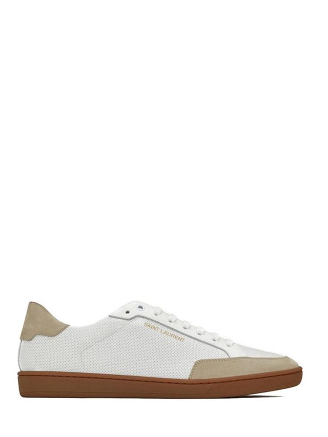 SAINT LAURENT White Perforated Low-top Sneakers Product Image