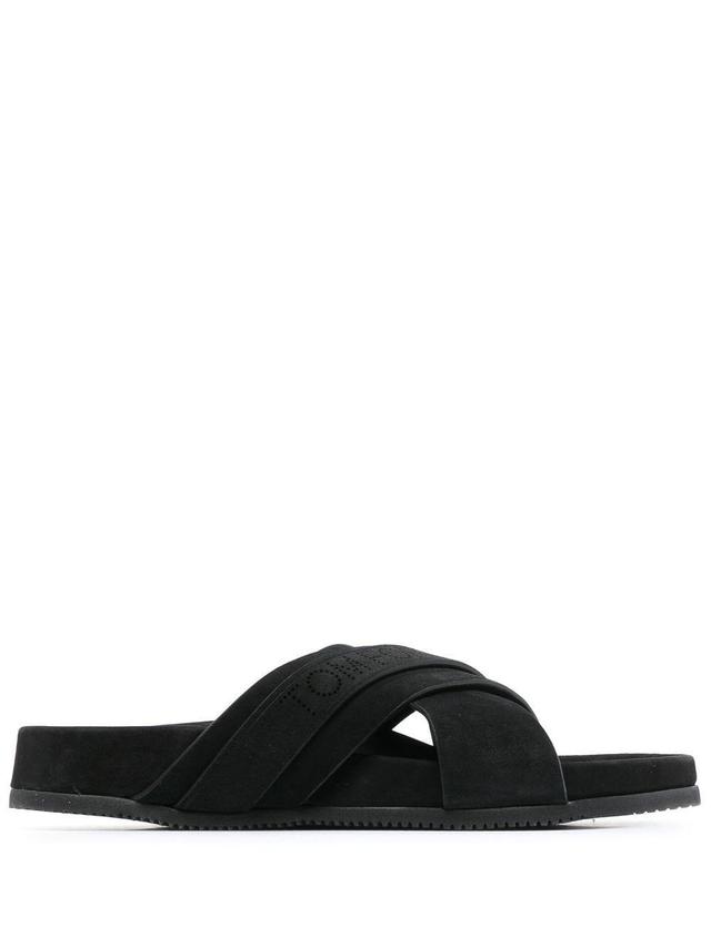 TOM FORD Suede Logo-stamp Slides In Black Product Image