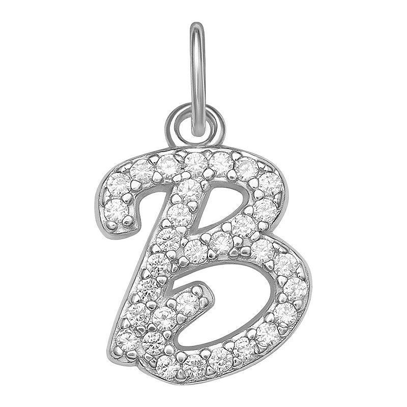 LC Lauren Conrad Sterling Silver Cubic Zirconia Initial Charm, Womens, Grey Product Image