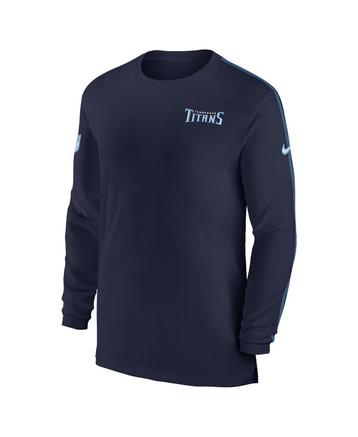 NIKE Men's Navy Tennessee Titans Sideline Coach Uv Performance Long Sleeve T-shirt In Navy,blue Product Image