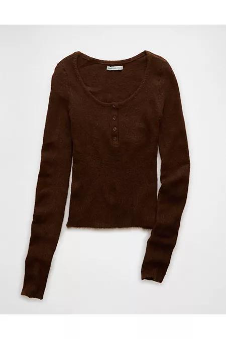 AE Fitted Henley Sweater Womens Product Image