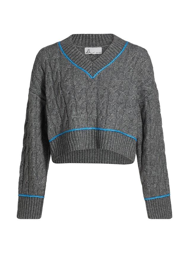 Womens Sophie Cabled V-Neck Sweater Product Image