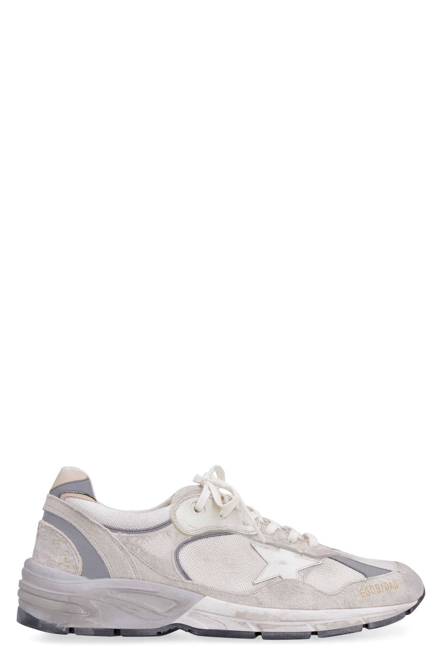 GOLDEN GOOSE Running Dad Leather Low-top Sneakers In White/silver Product Image