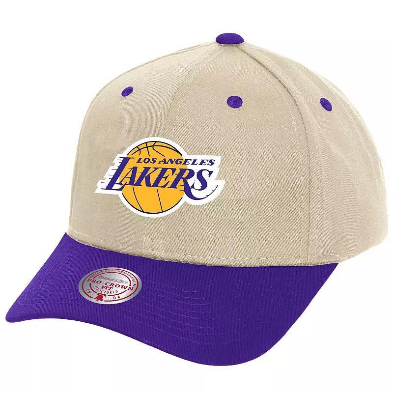 Mens Mitchell & Ness Cream Los Angeles Lakers Game On Two-Tone Pro Crown Adjustable Hat Product Image