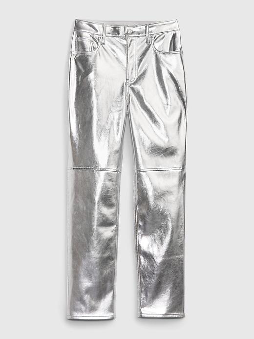 High Rise Vegan Leather Cheeky Straight Pants Product Image