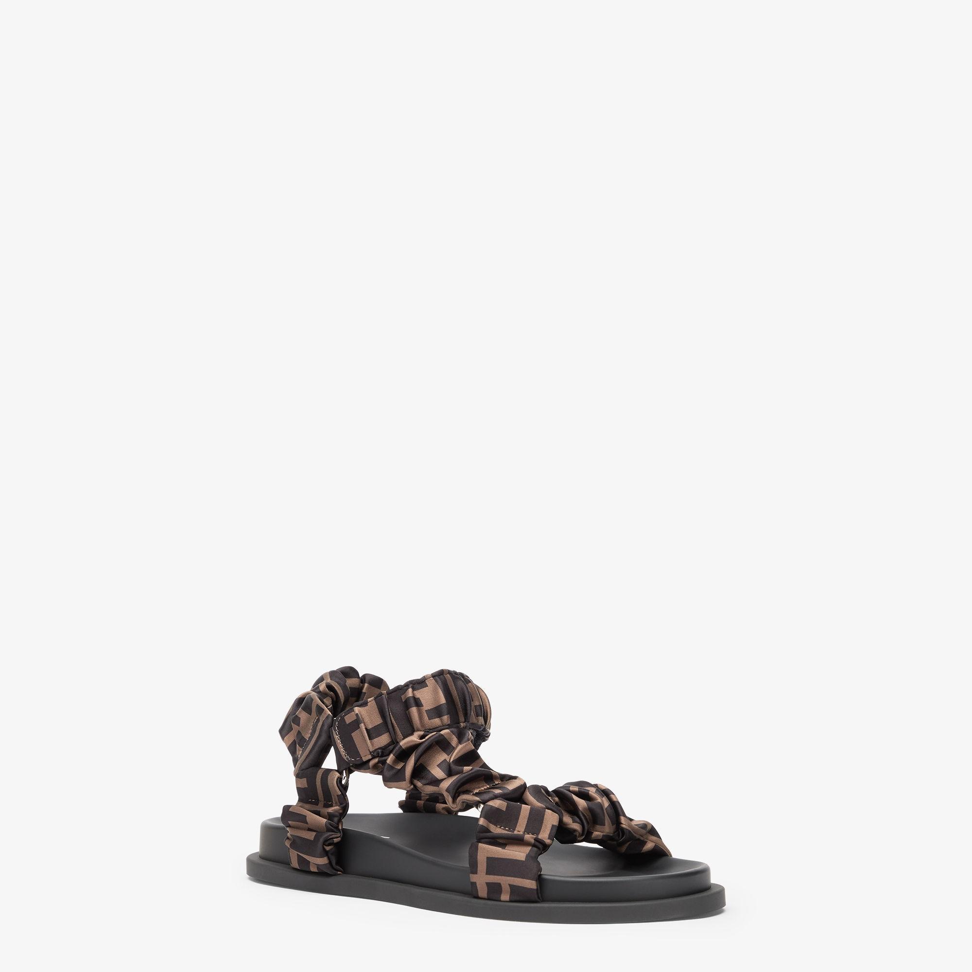 Fendi FeelBrown satin sandals Product Image