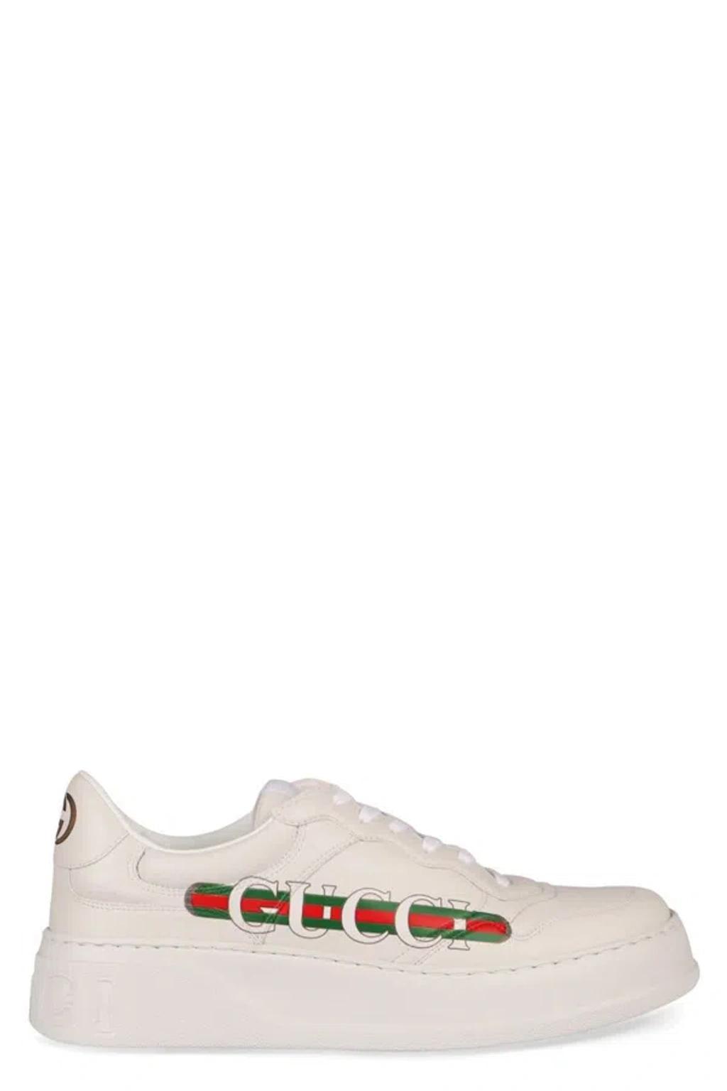 GUCCI Faux Leather Low-top Sneakers In White Product Image