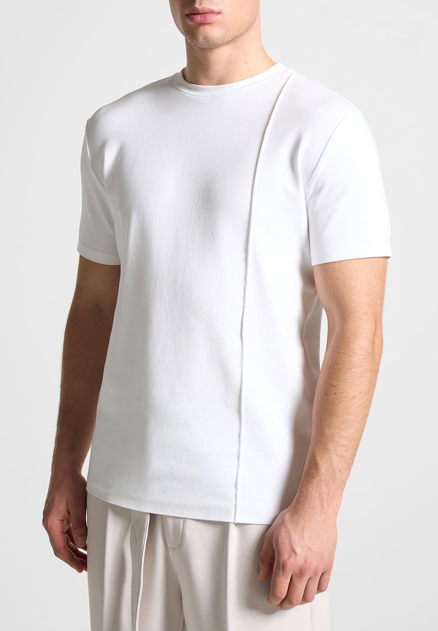 Éternel Slim Fit Cotton T-Shirt with Pintuck - White Male Product Image