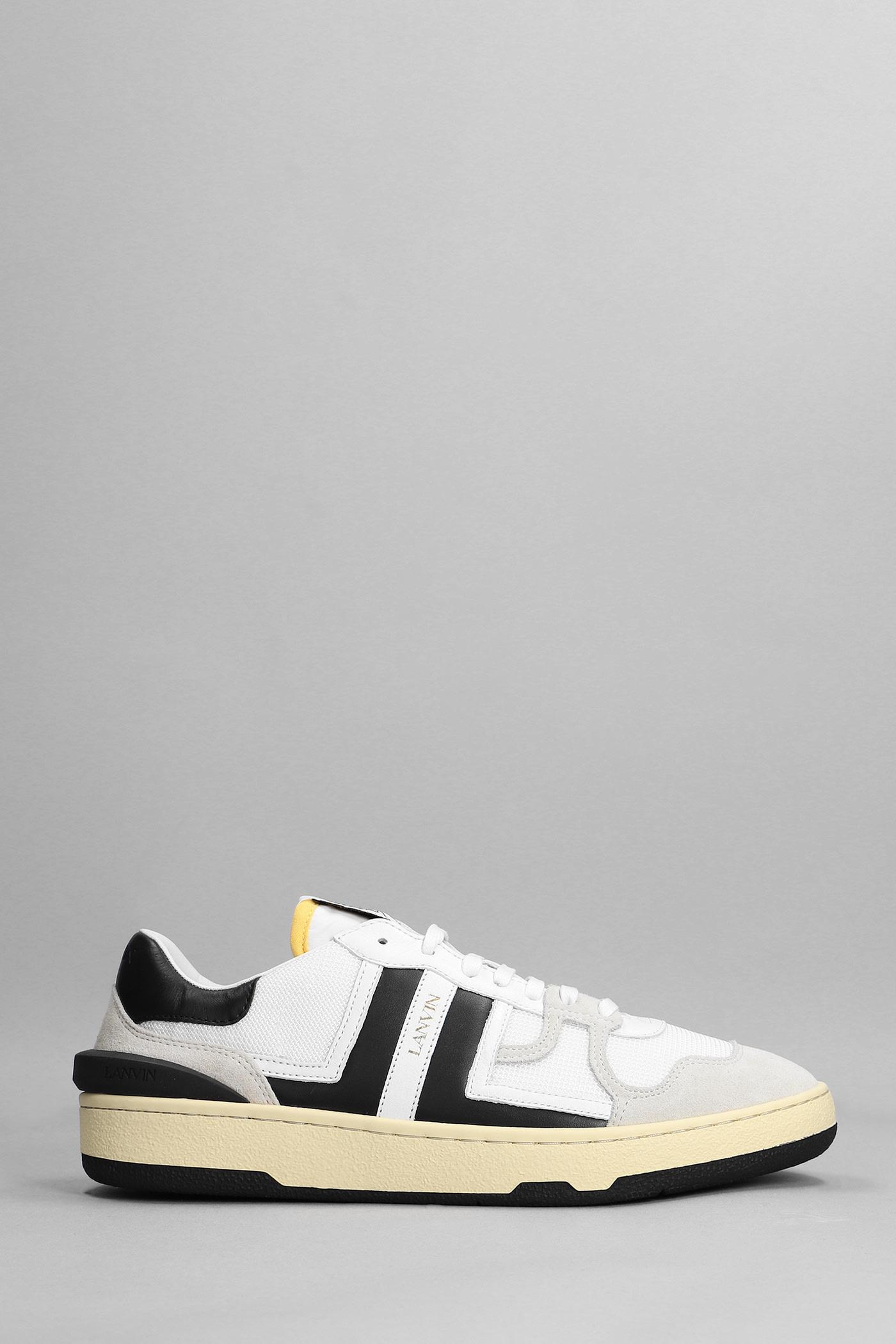 LANVIN Panelled Lace-up Sneakers In White Black Product Image