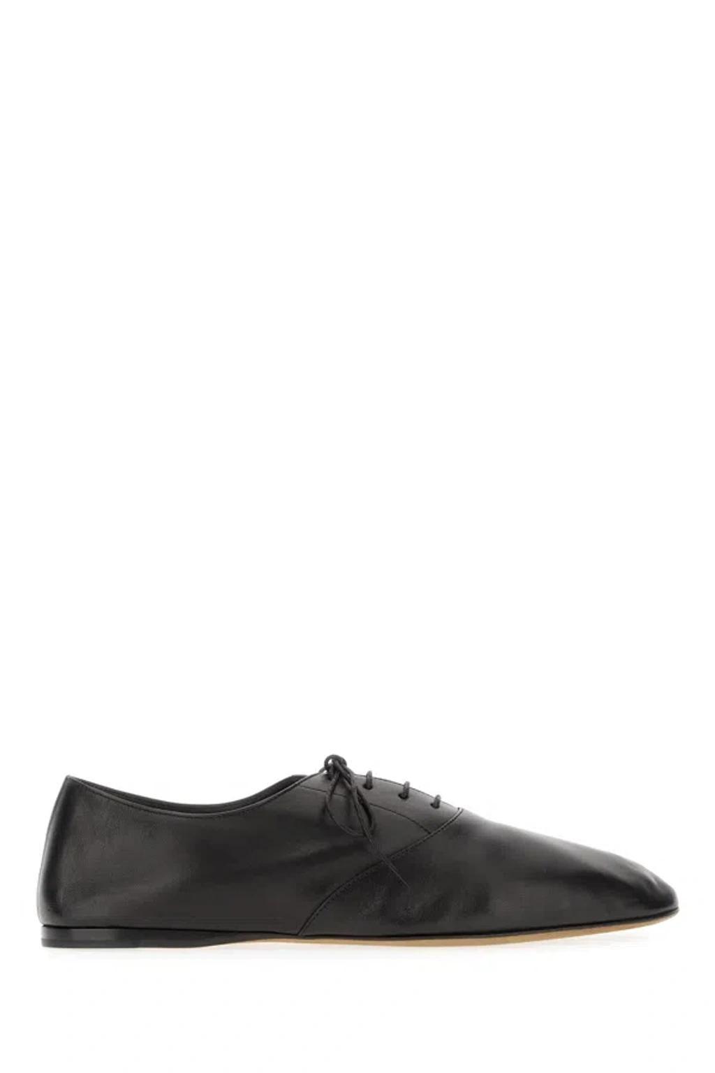 THE ROW Hereditas Leather Lace-up Oxfords In Black Product Image