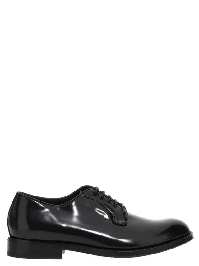 SANTONI Shiny Leather Lace Up Shoes In Black Product Image