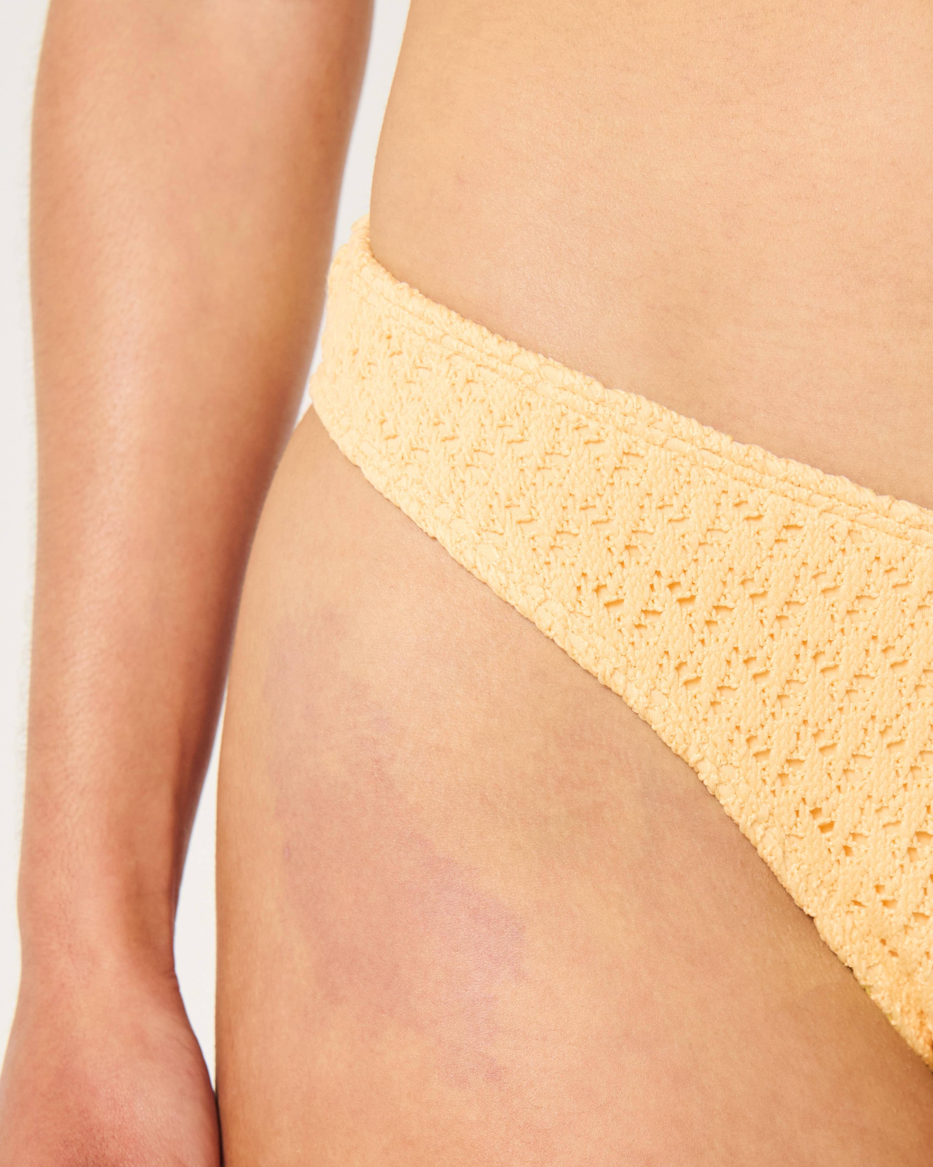 High-Leg Crochet-Style Cheeky Bikini Bottom Product Image