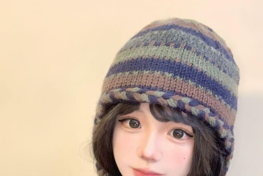 Striped Knit Trapper Hat Product Image