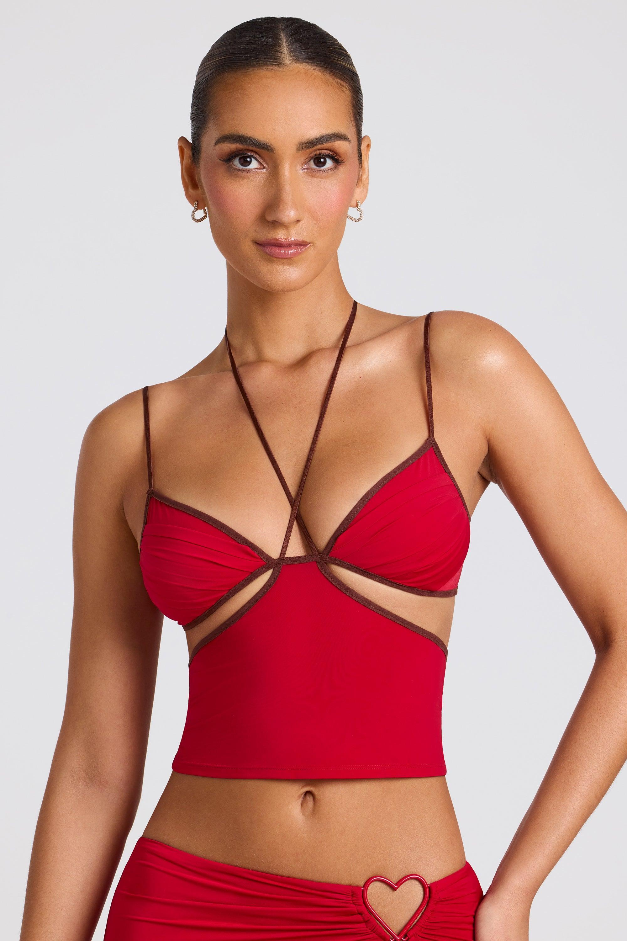 Contrast Binding Cami Top in Fire Red Product Image