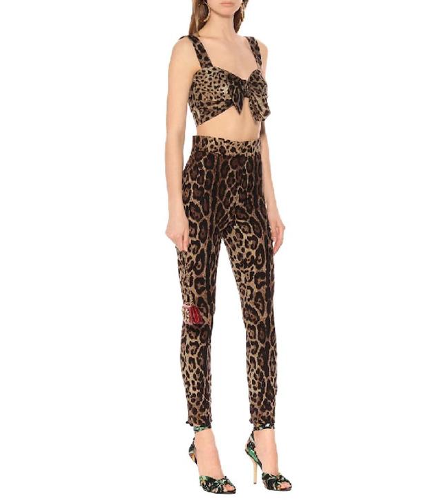 DOLCE & GABBANA Bow Front Leopard Printed Top In Neutrals Product Image