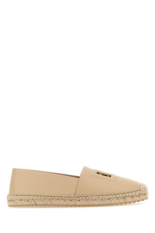 Biege Leather Espadrilles In Beige Product Image