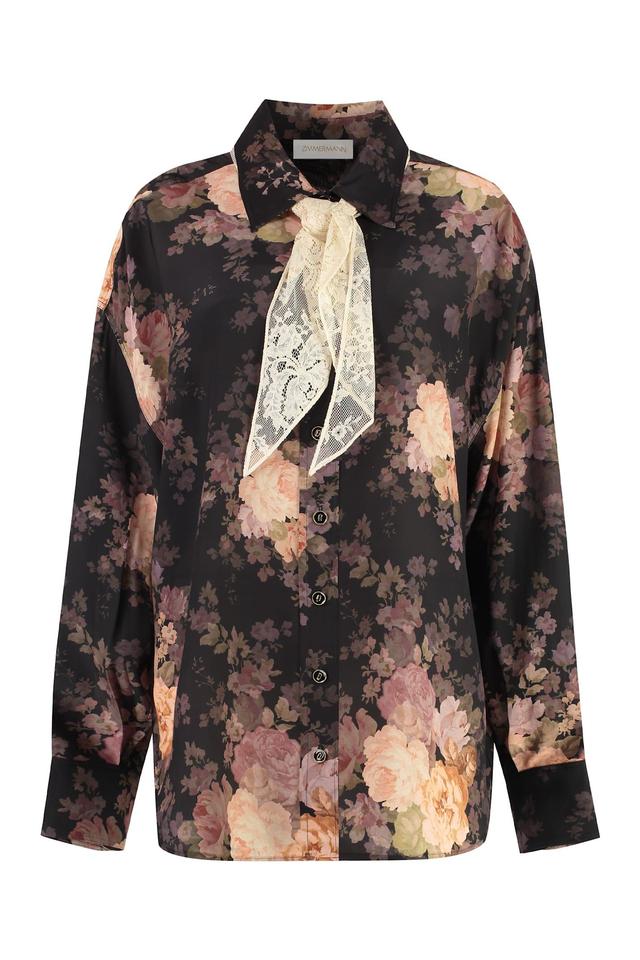 ZIMMERMANN Illustration Lace Scarf Shirt, Blouse Multicolor In Black Product Image