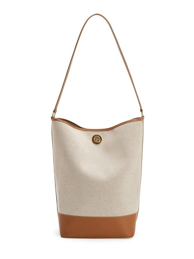 Womens Large Canvas & Leather Bucket Tote Product Image