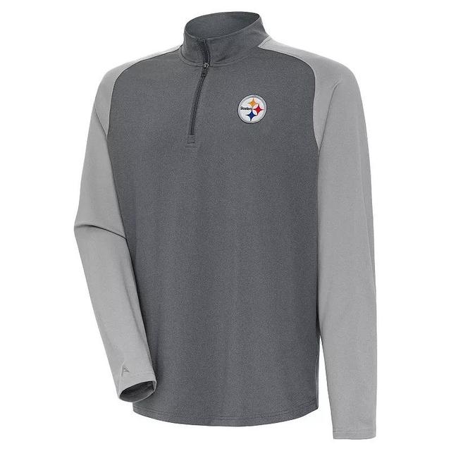 Mens Antigua Heather Charcoal/Gray Pittsburgh Steelers Dauntless Quarter-Zip Top Product Image