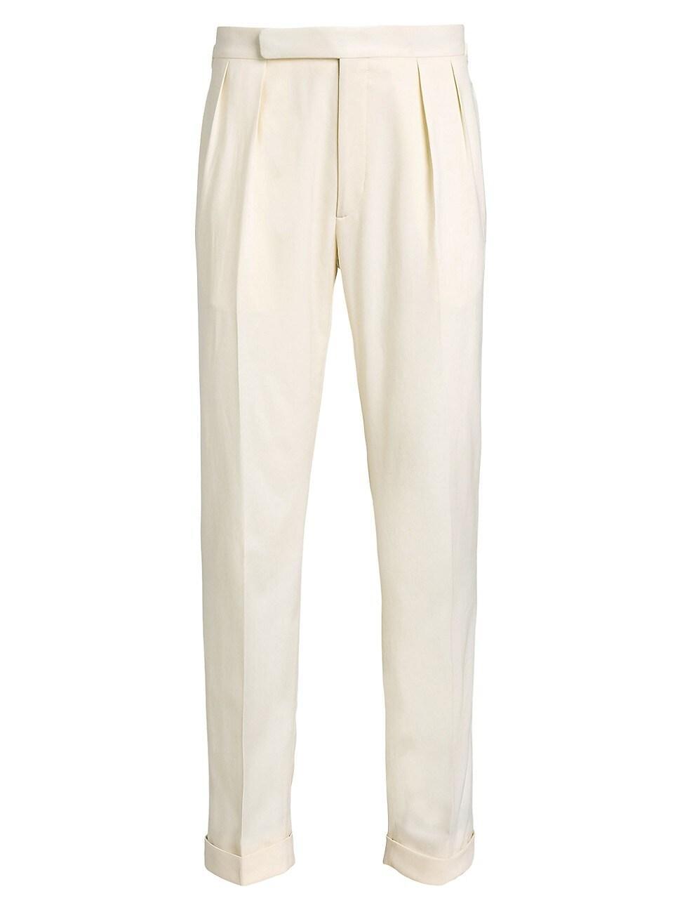 Mens Double-Pleated Wool Garbadine Trousers product image