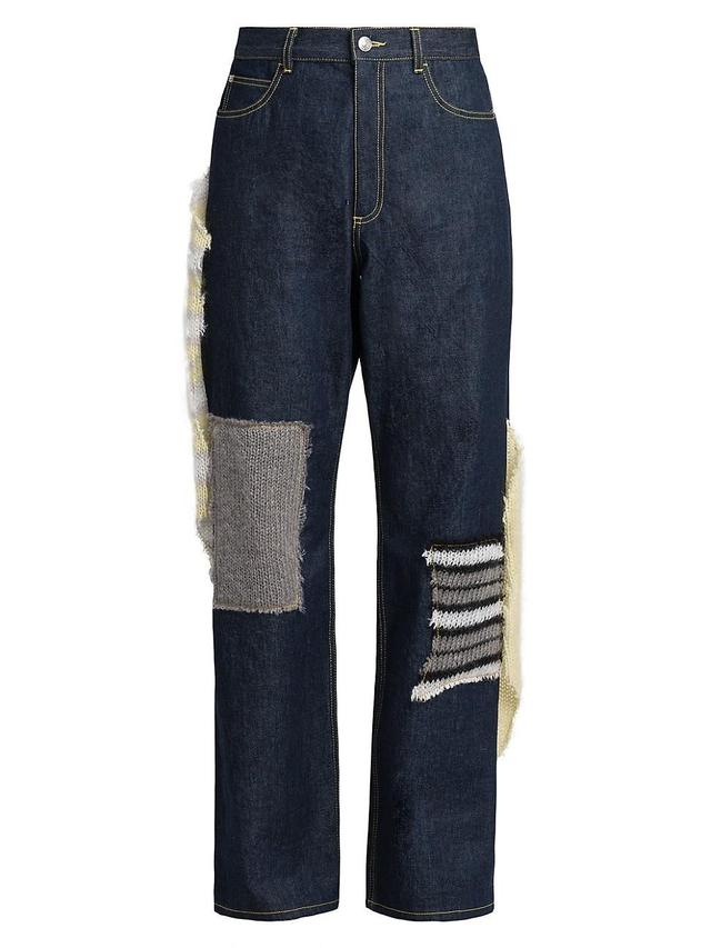 Mens Mohair Patched Straight Jeans Product Image