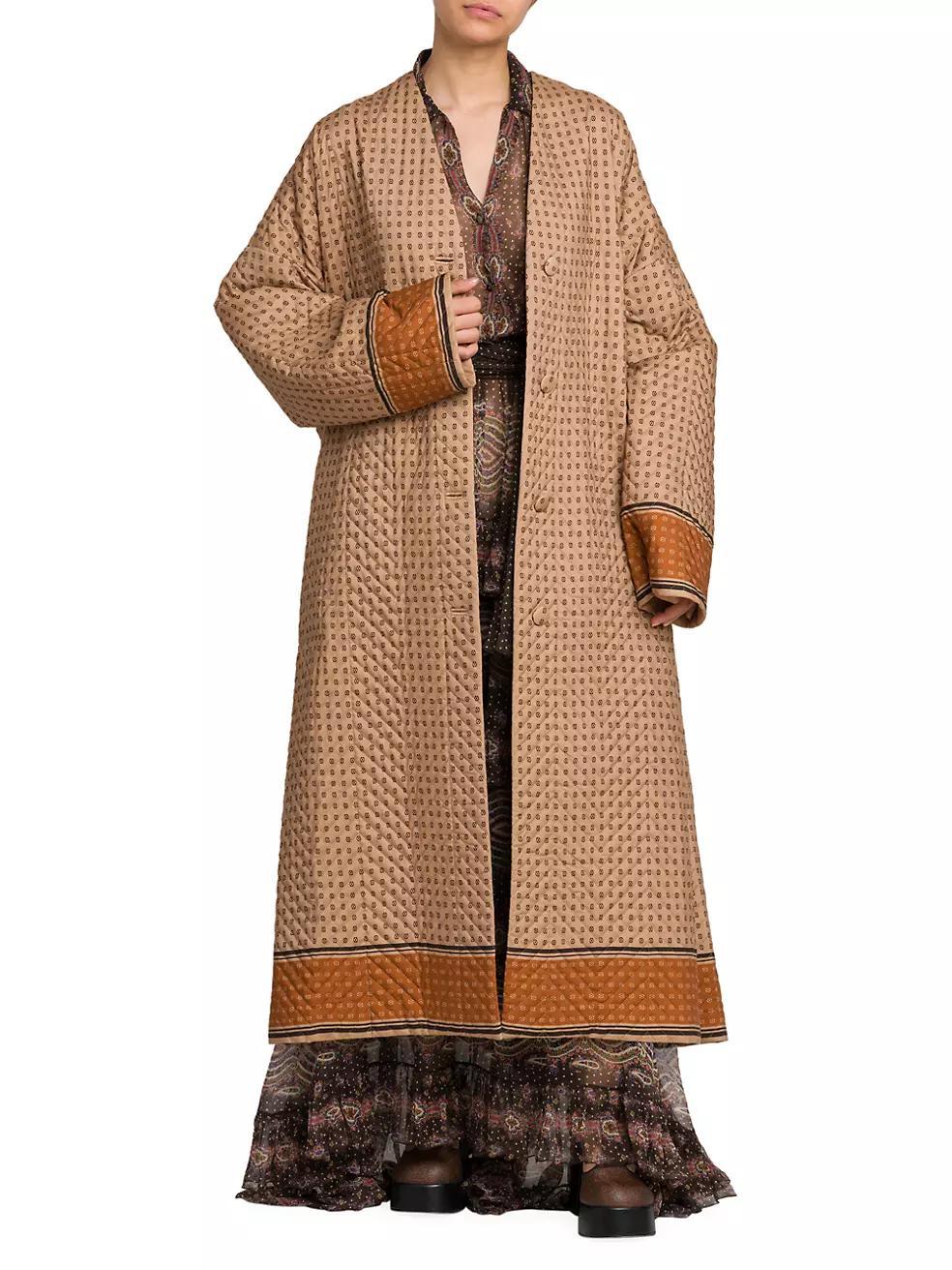 Printed Wool-Silk Overcoat Product Image