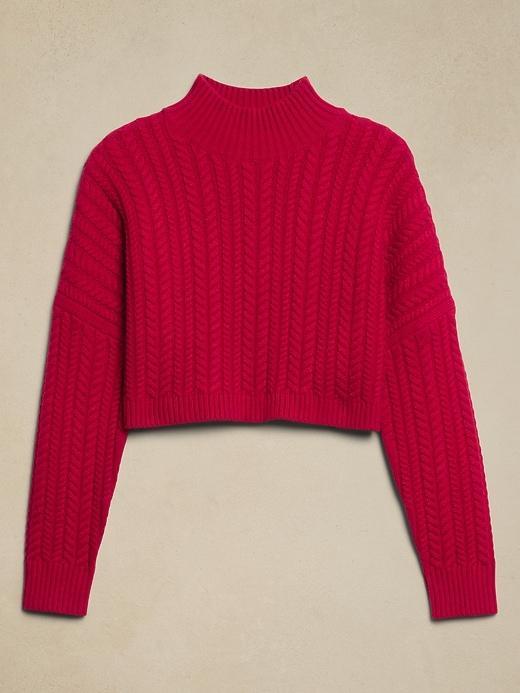 Cropped Cable Turtleneck Sweater Product Image