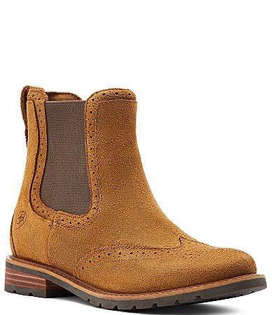 Ariat Womens Wexford Brogue Waterproof Suede Booties Product Image