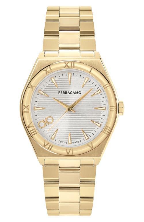 Salvatore Ferragamo Mens Swiss Vega Upper East Gold Ion Plated Stainless Steel Bracelet Watch 40mm Product Image