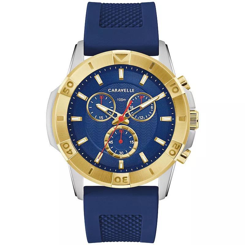 Caravelle designed by Bulova Mens Chronograph Blue Silicone Strap Watch 44mm Product Image