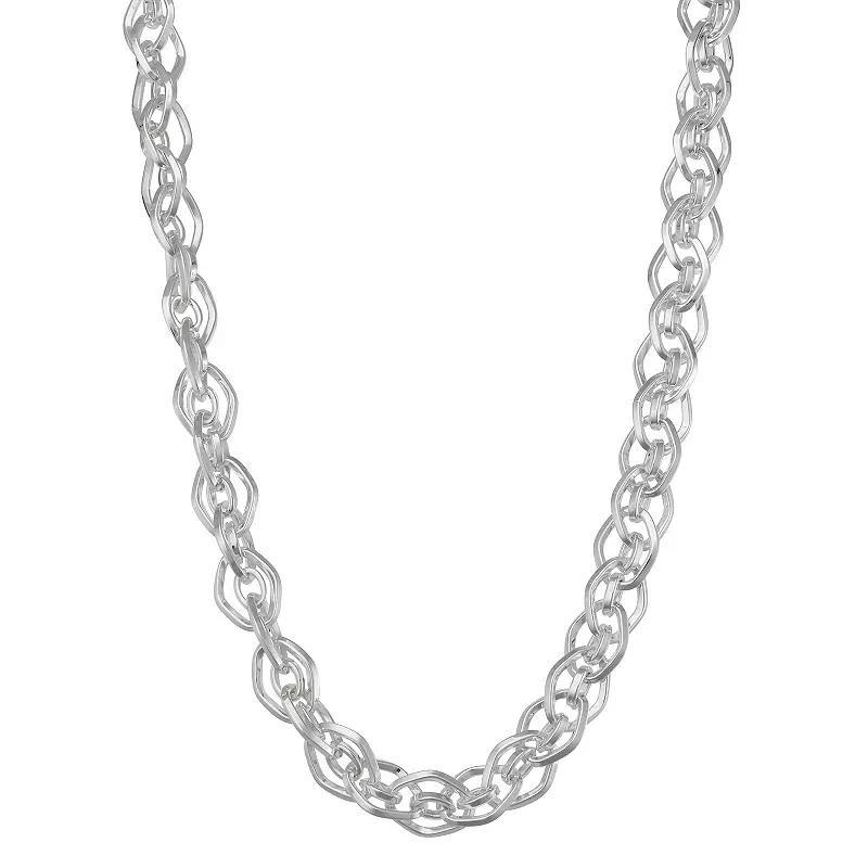 Nine West Silver-Tone 17 in. Twisted Link Collar Necklace, Womens, Silver Tone Product Image