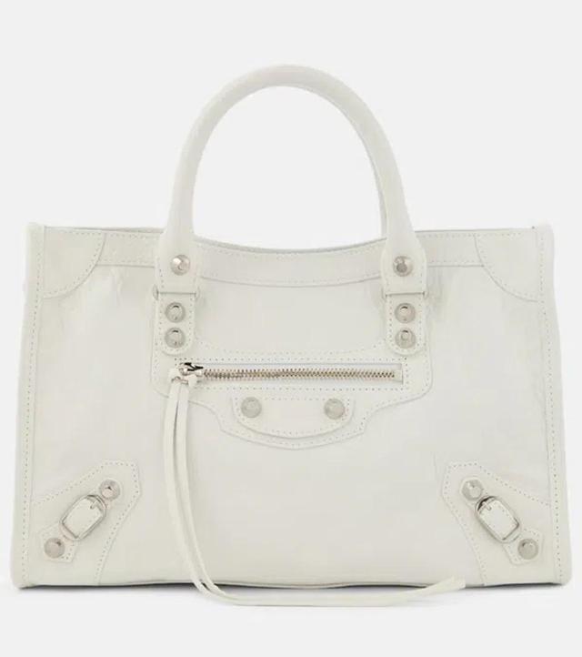 Le City Small Leather Shoulder Bag In Optic White Product Image